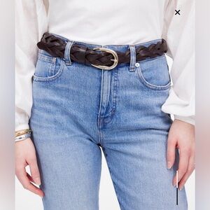 NWT Madewell Braided Leather Belt in Chocolate Brown M/L